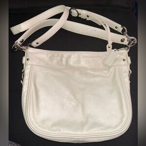 Coach Zoe Cream Leather Hobo Bag w/ Pink Interior